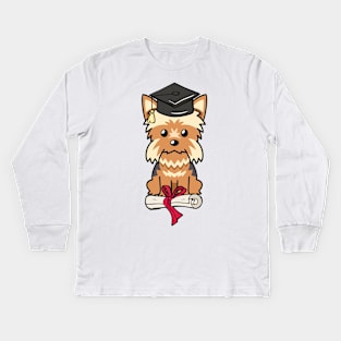 Funny yorkshire terrier is graduating Kids Long Sleeve T-Shirt